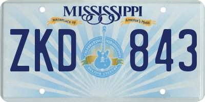 MS license plate ZKD843