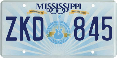 MS license plate ZKD845
