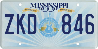 MS license plate ZKD846