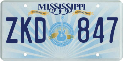 MS license plate ZKD847