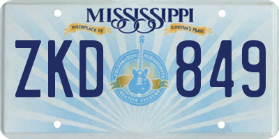 MS license plate ZKD849