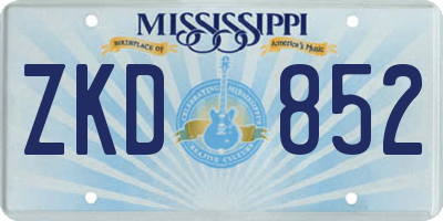 MS license plate ZKD852