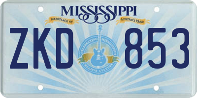 MS license plate ZKD853
