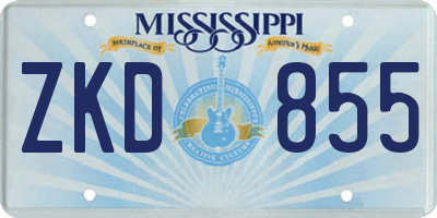 MS license plate ZKD855