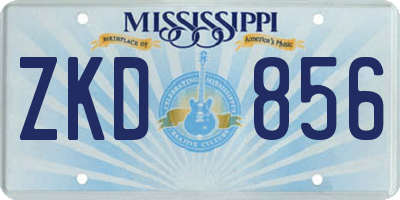 MS license plate ZKD856