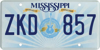 MS license plate ZKD857