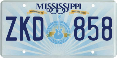 MS license plate ZKD858