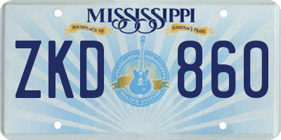 MS license plate ZKD860