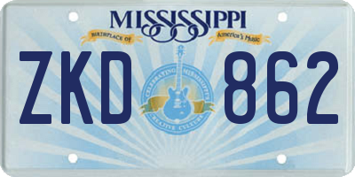 MS license plate ZKD862