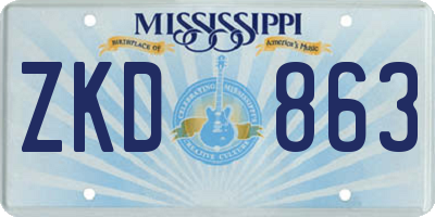 MS license plate ZKD863