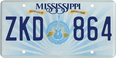 MS license plate ZKD864