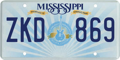 MS license plate ZKD869
