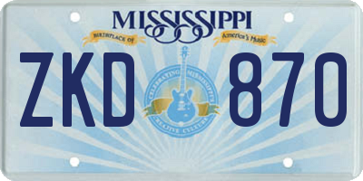 MS license plate ZKD870