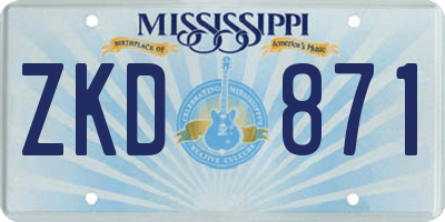 MS license plate ZKD871