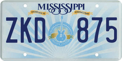 MS license plate ZKD875