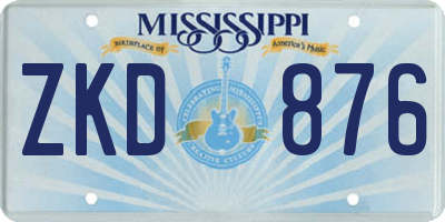 MS license plate ZKD876