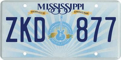 MS license plate ZKD877