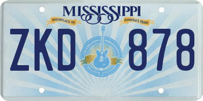 MS license plate ZKD878
