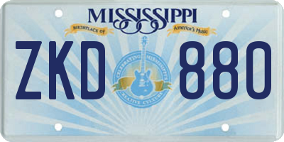 MS license plate ZKD880