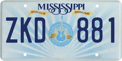 MS license plate ZKD881