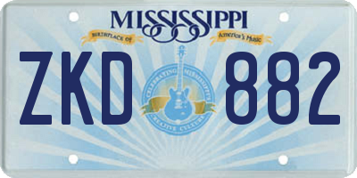 MS license plate ZKD882
