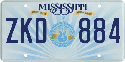 MS license plate ZKD884