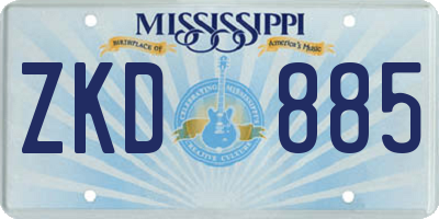 MS license plate ZKD885