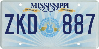 MS license plate ZKD887