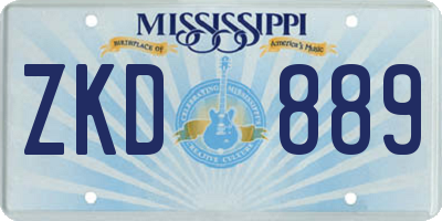 MS license plate ZKD889