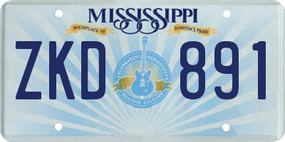 MS license plate ZKD891