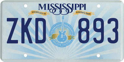 MS license plate ZKD893