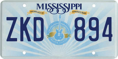 MS license plate ZKD894
