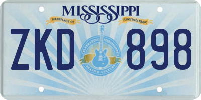 MS license plate ZKD898