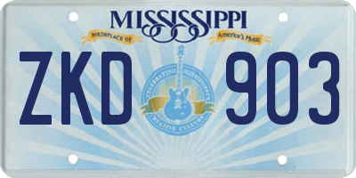 MS license plate ZKD903
