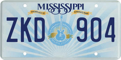 MS license plate ZKD904