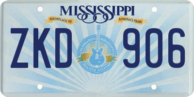 MS license plate ZKD906