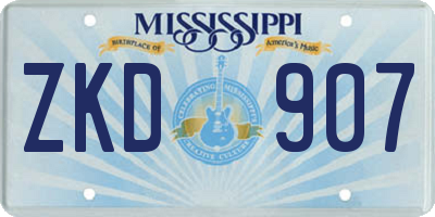 MS license plate ZKD907