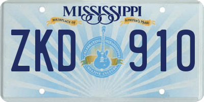 MS license plate ZKD910