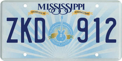 MS license plate ZKD912