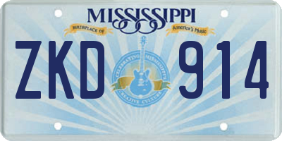 MS license plate ZKD914