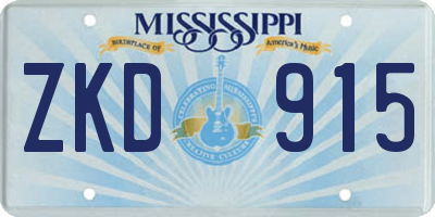 MS license plate ZKD915