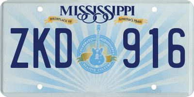 MS license plate ZKD916