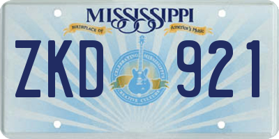 MS license plate ZKD921