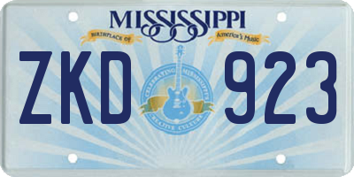 MS license plate ZKD923