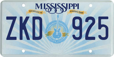 MS license plate ZKD925