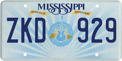 MS license plate ZKD929