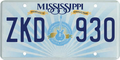 MS license plate ZKD930