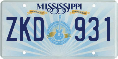 MS license plate ZKD931