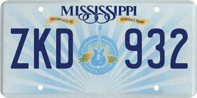MS license plate ZKD932