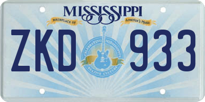 MS license plate ZKD933
